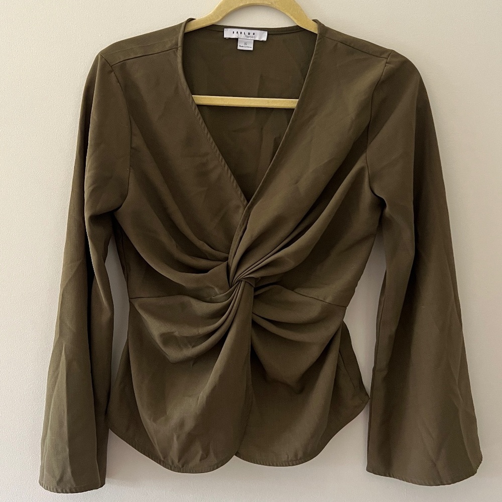 Olive Green Tie Top!
